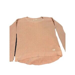 Hollister Waffle Knit Cream Tan Crewneck Slouchy Sweater Small
